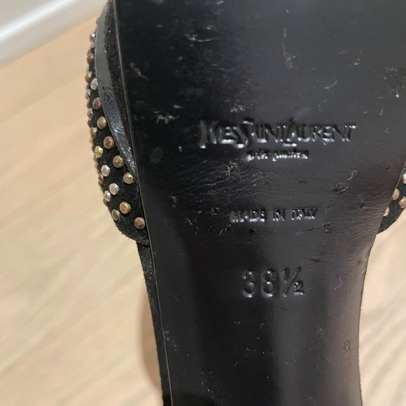 YSL Studded Tribute Sandals Black Suede 38.5 - Picture 6 of 7